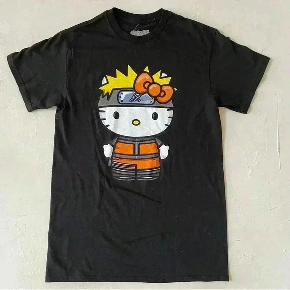 Naruto Shippuden x Hello Kitty T-Shirt Adult Small Black Anime Halloween NWOT - Picture 3 of 6